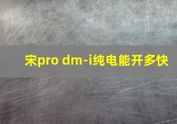 宋pro dm-i纯电能开多快